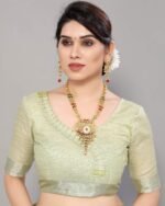 Paisley Embroidered Saree with Tassels - Image 2