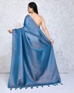 Woven Saree with Contrast Border - Image 3