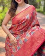 Women Zari Woven Kanchipattu Saree with Blouse Piece - Image 3