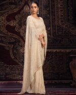 Women Embroidered Saree with Contrast Border - Image 5