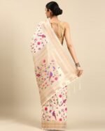 Women Floral Print Saree with Contrast Border - Image 2