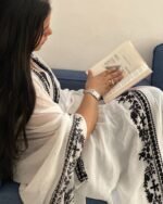 Women Embroidery Traditional Saree With Blouse - Image 3